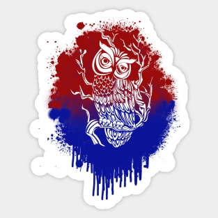 Owl in Red & Blue Splash Sticker